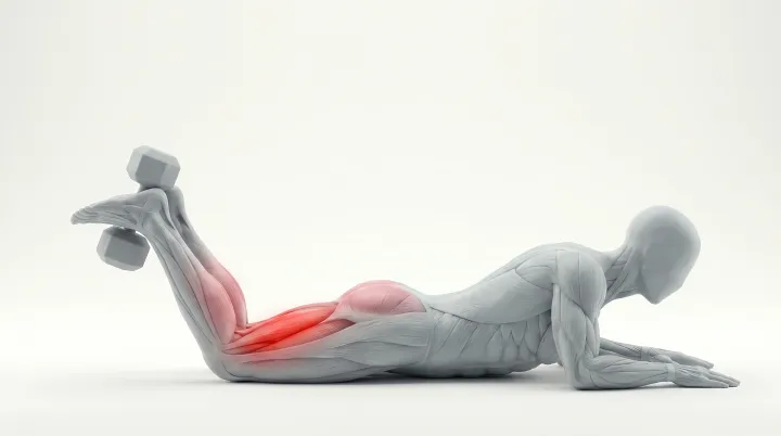 Form animation: Lying dumbbell leg curl