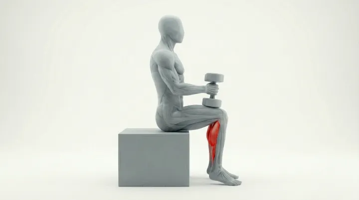 Animación de la técnica: Elevación de gemelos sentado con mancuerna
